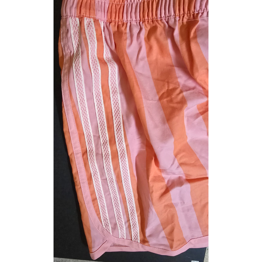 Adidas Originals Resort Shorts Womens Medium Pink Orange Striped Trefoil NWT NEW - Picture 5 of 6